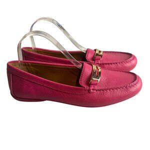 Coach Size 9 Olympia Pebble Grain Leather Loafers Slip On Shoes Hot Pink Classy